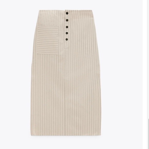 ZARA STRIPED MIDI SKIRT SZ S - Picture 3 of 9